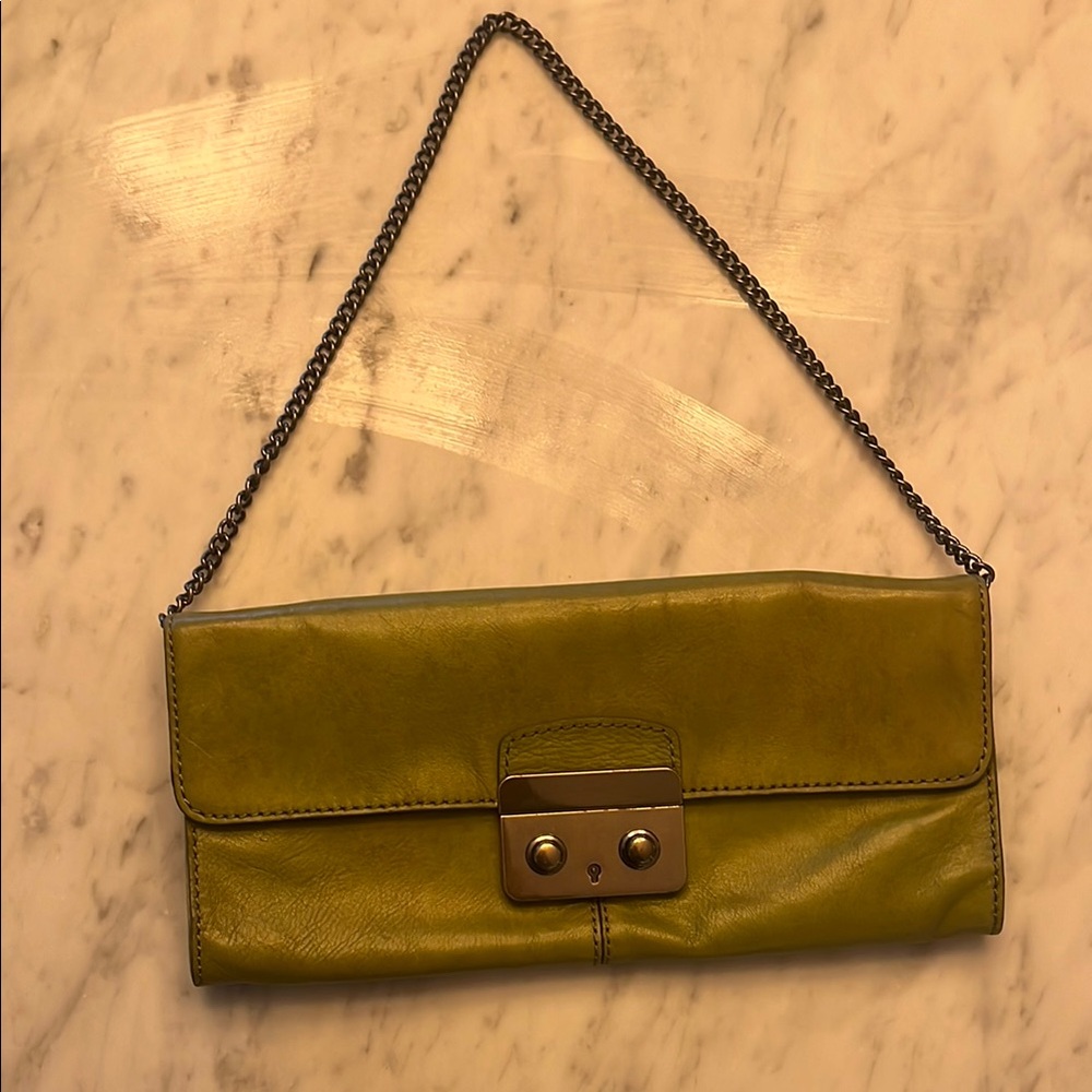 Green Leather Clutch Bag